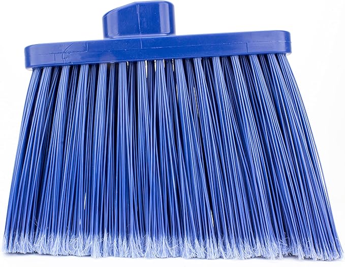 SPARTA Plastic Broom Head, Angled, Flagged for Small Debris Indoor, Outdoor, Home, Restaurant, Lobby, Office, 12 Inches, Blue