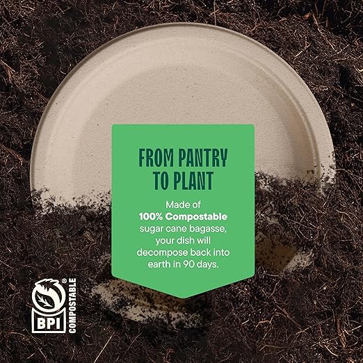 Paper Plates, 100% Compostable Heavy Duty, Disposable 7 Inch, Small Dessert Plate - [125-Pack] Eco-Friendly, Biodegradable Bagasse Natural Brown 7" Small Plates - (PFAS-Free) - (BPI Certified)