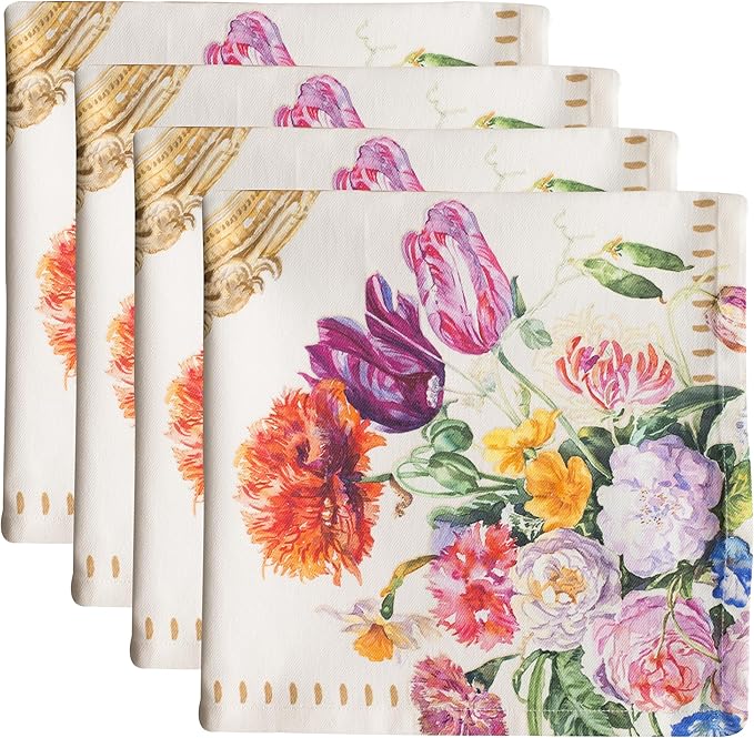 Maison d' Hermine 100% Cotton Cloth Napkins Set of 4 Everyday Reusable Square Napkins Cloth Washable Dinner Party Wedding Restaurant Hotel Kitchen Spring Summer (Masterpiece, 20" x 20")