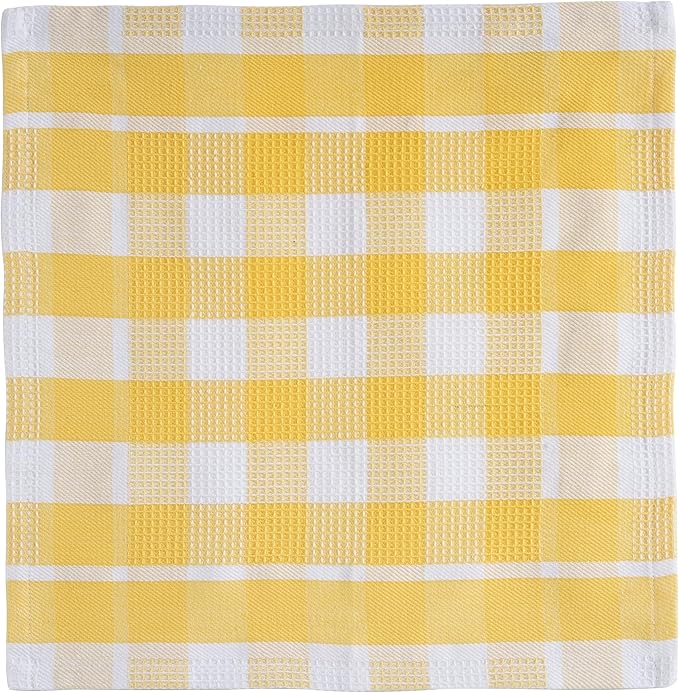 Lane Linen 100% Cotton Kitchen Towels - 6 Pack Dish Cloths Quick Drying, Soft Absorbent - Yellow, 12"x12"