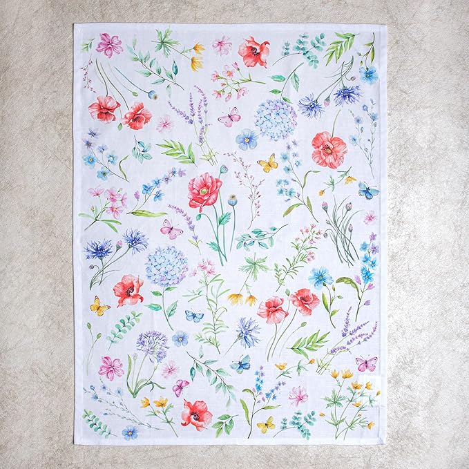 Maison d' Hermine Kitchen Towels Set of 3 100% Cotton 27.50" x 20" Reusable Cloth Tea Dish Towels Absorbent with Hanging Loop for Kitchen Farmhouse Hotel Spring Summer - Just Floral