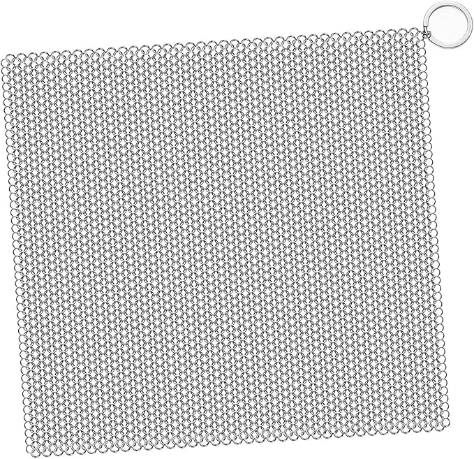 316L Stainless Steel Cast Iron Cleaner, Chainmail Scrubber,Kitchen Tool,Chain Mail Scrubber Cast Iron,for Hard Anodized Cookware, Pre-Seasoned Pans etc (30CM*30CM)