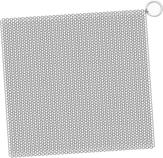 316L Stainless Steel Cast Iron Cleaner, Chainmail Scrubber,Kitchen Tool,Chain Mail Scrubber Cast Iron,for Hard Anodized Cookware, Pre-Seasoned Pans etc (30CM*30CM)