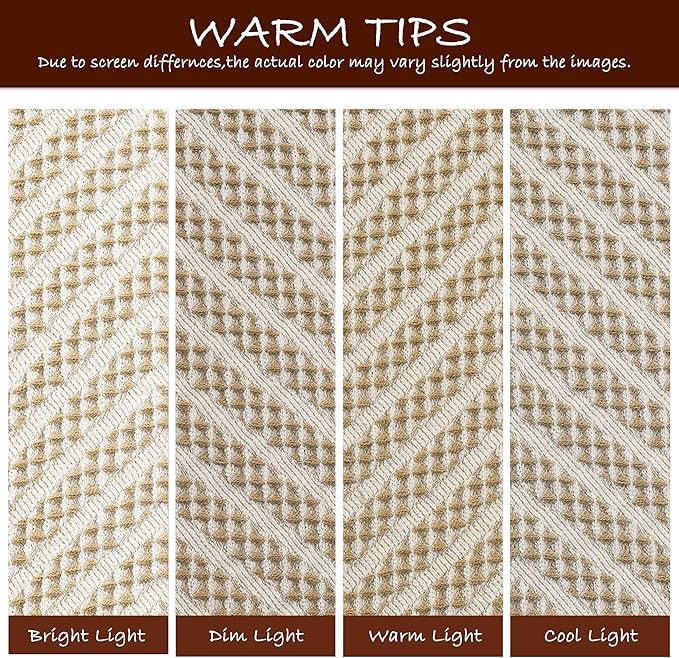 DWCN Waffle Bathroom Mat, Boho Bath Rugs Super Absorbent Non Slip Bath Mats for Bathroom Floor, Ultra Soft Farmhouse Shower Mats for Tub and Shower, 20 x 32 Inch, Brown & Beige
