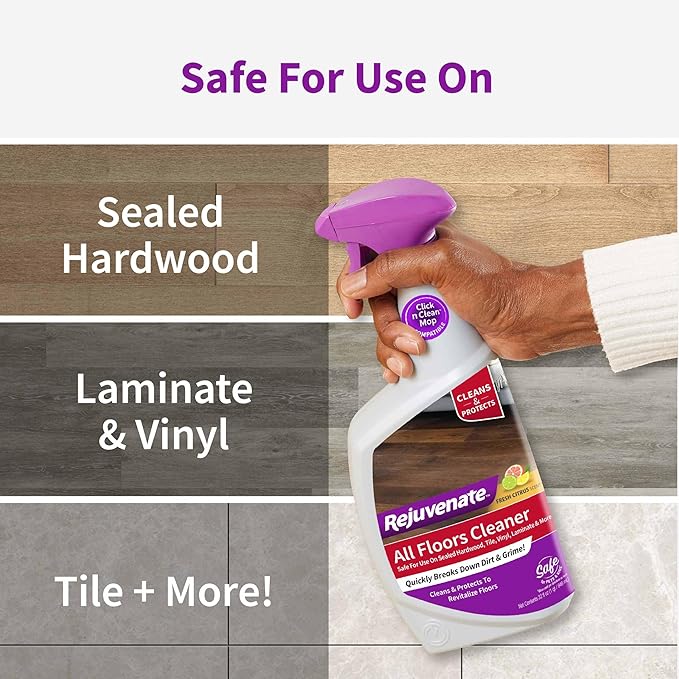 Rejuvenate All Floors Cleaner, 32 Ounces, Breaks Down Dirt and Grime, Cleans and Protects Floors Throughout Your Home, Including Sealed Hardwood, Tile, Vinyl, Laminate and More