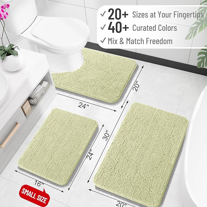 OLANLY Large Bathroom Rugs 44x32, Extra Soft Absorbent Chenille Bath Rugs, Rubber Backing Quick Dry, Machine Washable Bath Mats for Bathroom Floor, Tub and Shower, Home Decor Accessories, Vanilla