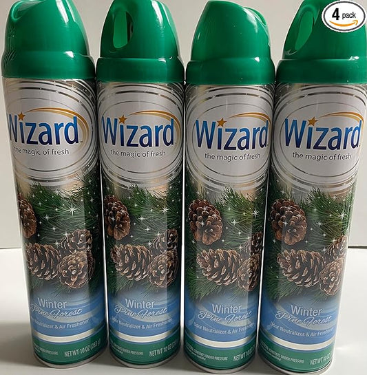 Wizard The Magic of Fresh | Odor Neutralizer & Air Freshener - 10 Oz. Winter pine forest (Pack of 4) (Packaging May Vary)