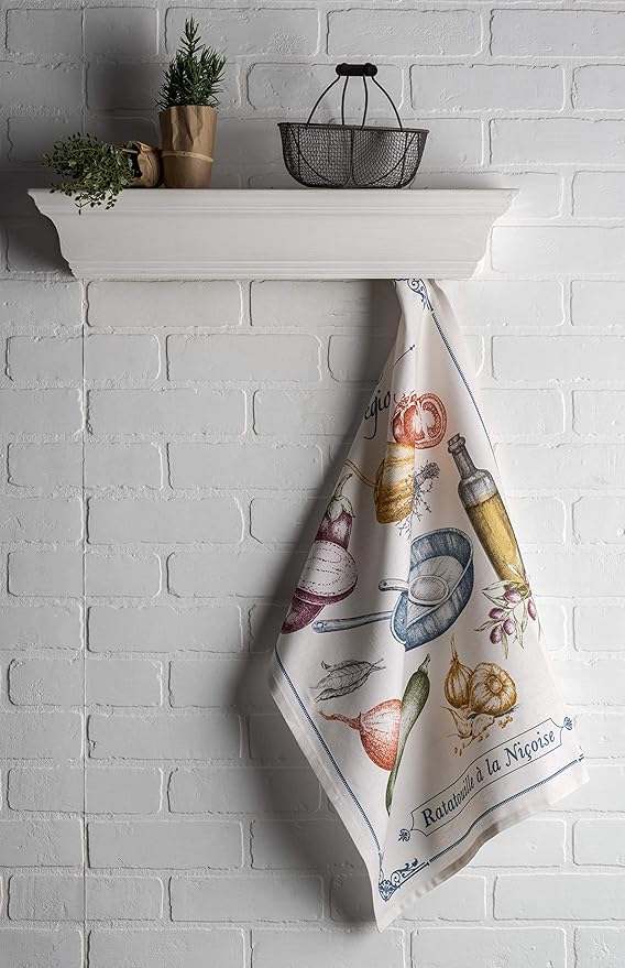 Maison d' Hermine Kitchen Towels Set of 3 100% Cotton 27.50" x 20" Reusable Cloth Tea Dish Towels Absorbent with Hanging Loop for Kitchen Farmhouse Hotel Spring Summer - Gastronomie