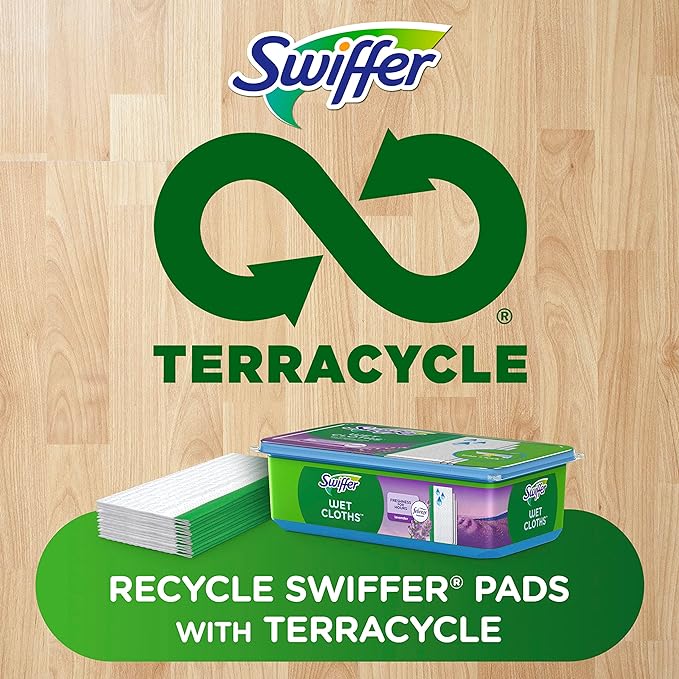 Swiffer Sweep + Mop, Wet Pads Refill, Floor Cleaner for Dirt, Dust, Hair, Cleaning Cloths for Mopping Home, Bathroom, Kitchen, All Purpose Multi-Surface Floor Wipes, Lavender, 24ct