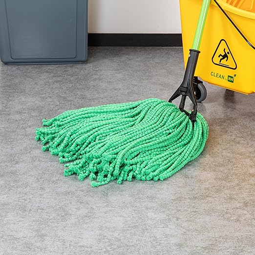 Restaurantware-MOP Head ONLY: Clean Tek Professional 24 Ounce Wet Mop Head, 1 Cut End Refill - Handle Sold Separately, 1.25 Inch Headband, Microfiber Green Replacement, Reusable