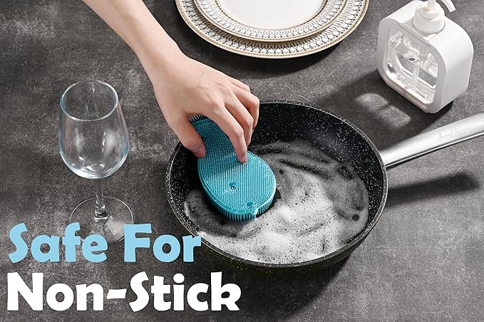 Fox Run Silicone Whale Dish Scrubber, 6" Multipurpose Kitchen Cleaning Brush