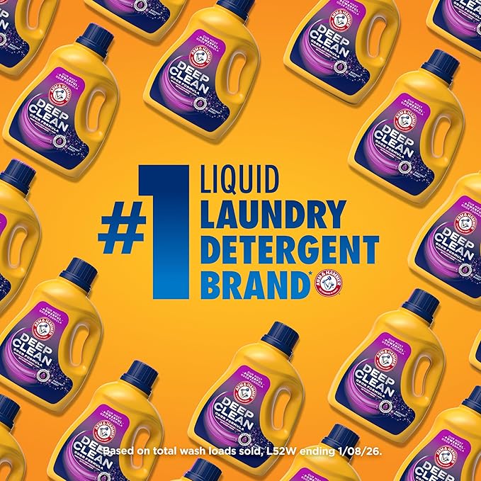 ARM & HAMMER Deep Clean Odor Formula Liquid Laundry Detergent, Radiant Burst Scent, 75 Fl Oz, 50 Loads