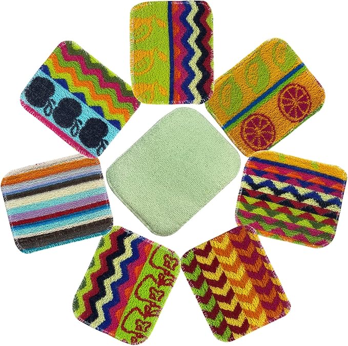 Scrub & Wipe 2-in-1 - The Original European Scrubby + Microfiber. Non-Scratching Scouring Cleaning Pad with Heavy-Duty Reusable Household Cleaning Cloth, Safe for Teflon, Assorted Colors