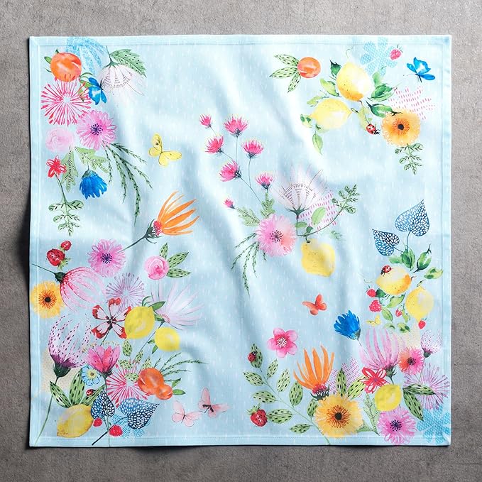 Maison d' Hermine 100% Cotton Cloth Napkins Set of 4 Everyday Reusable Square Napkins Cloth Washable Dinner Party Wedding Restaurant Hotel Kitchen Spring Summer (Jardin D'Ete - Mint, 20" x 20")