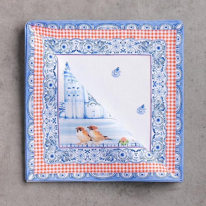 Maison d' Hermine 100% Cotton Cloth Napkins Set of 4 Everyday Reusable Square Napkins Cloth Washable Dinner Party Wedding Restaurant Hotel Kitchen Spring Summer (Amsterdam Canals, 20" x 20")