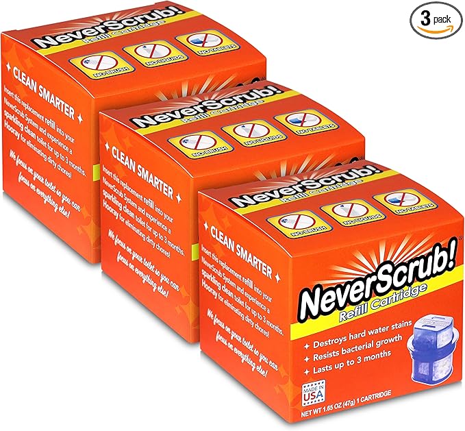 Refill Cartridge Self Cleaning Toilet System - Replacement Cartridge for Automatic Toilet Bowl Cleaner - 1.65 oz, Lasts Up To 3-5 Months Continuous Toilet Bowl Cleaning