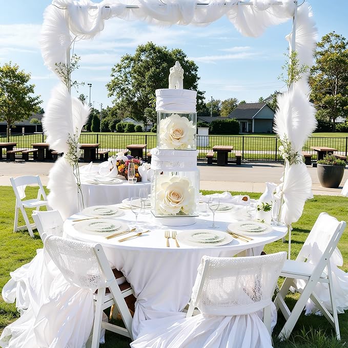 30Pcs White Plastic Plates - Love Plates Disposable Heavy Duty, Fancy Floral Pattern Perfect for Wedding, Holidays - 10.25" Dinner & 7.5" Dessert Plastic Plate