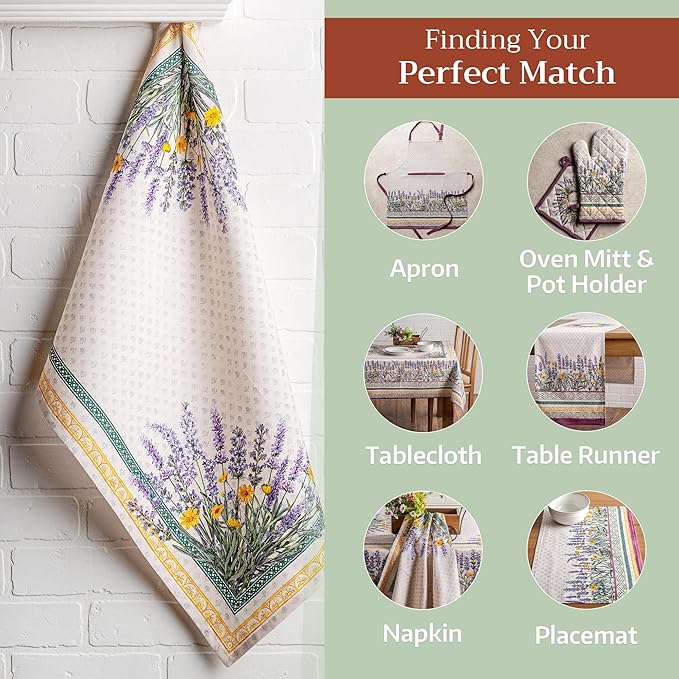 Maison d' Hermine Kitchen Towels Set of 3 100% Cotton 27.50" x 20" Reusable Cloth Tea Dish Towels Absorbent with Hanging Loop for Kitchen Farmhouse Hotel Spring Summer - Fanny Lavender