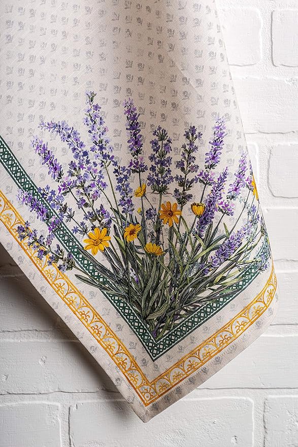 Maison d' Hermine Kitchen Towels Set of 3 100% Cotton 27.50" x 20" Reusable Cloth Tea Dish Towels Absorbent with Hanging Loop for Kitchen Farmhouse Hotel Spring Summer - Fanny Lavender
