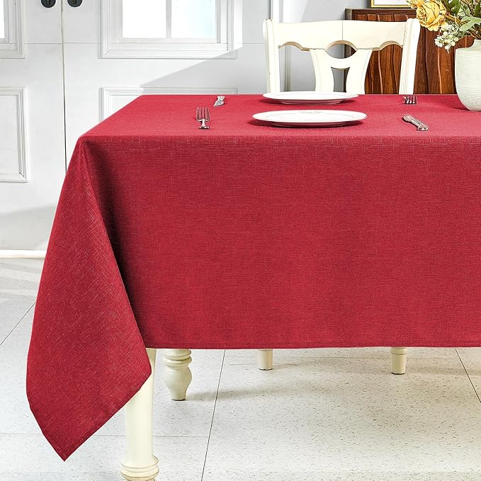 IVAPUPU Textured Linen Table Cloth for Rectangle Table Waterproof Fabric Tablecloth Rectangular Wrinkle Free Wipeable Dining Table Cover for Wedding/Birthday/Party/Holiday Decor, 60 x 104 Inch