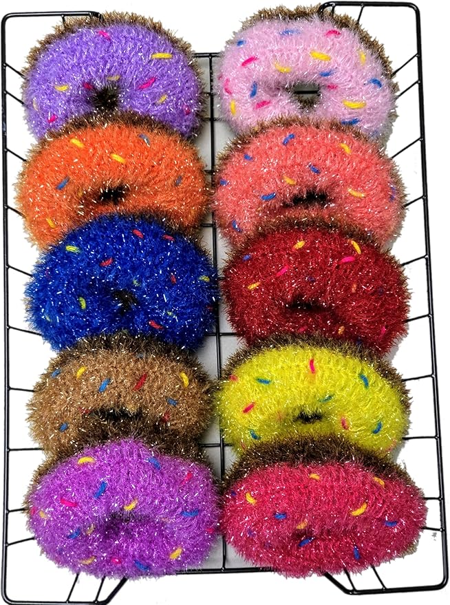 100% Handmade Crochet Donut Design Dish Scrubber Dishwash Scrubbies 3 Set