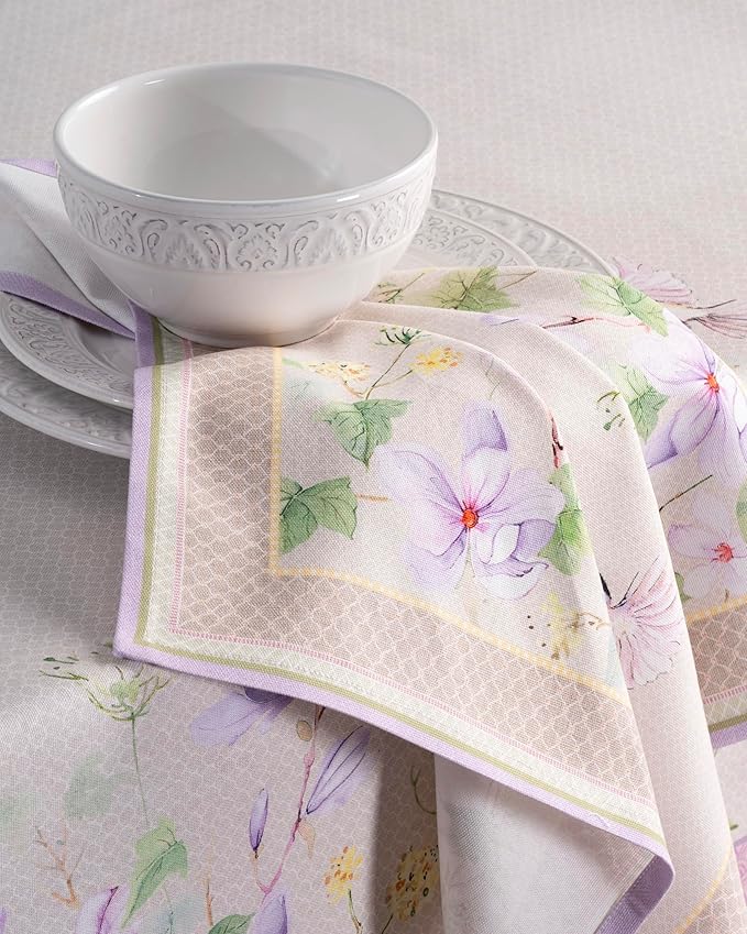 Maison d' Hermine 100% Cotton Cloth Napkins Set of 4 Everyday Reusable Square Napkins Cloth Washable Dinner Party Wedding Restaurant Hotel Kitchen Spring Summer (Magnolia Mornings, 20" x 20")