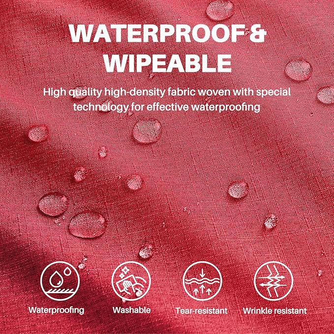 IVAPUPU Textured Linen Table Cloth for Rectangle Table - Waterproof Fabric Tablecloth Rectangular Wrinkle Free Wipeable Dining Cover for Wedding/Birthday/Party/Holiday Decor, 60 x 120 Inch