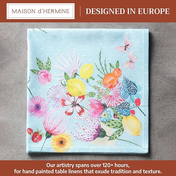 Maison d' Hermine 100% Cotton Cloth Napkins Set of 4 Everyday Reusable Square Napkins Cloth Washable Dinner Party Wedding Restaurant Hotel Kitchen Spring Summer (Jardin D'Ete - Mint, 20" x 20")