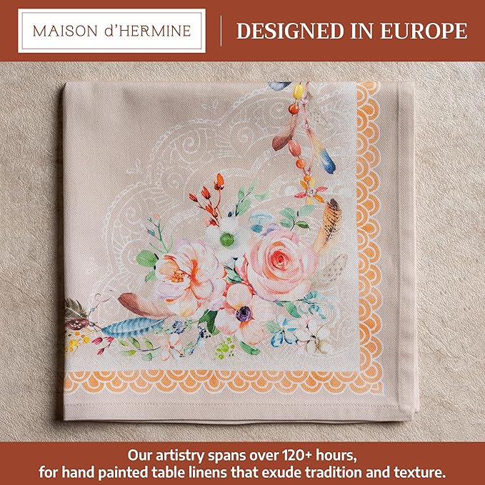 Maison d' Hermine 100% Cotton Cloth Napkins Set of 4 Everyday Reusable Square Napkins Cloth Washable Dinner Party Wedding Restaurant Hotel Kitchen Spring Summer (Ibiza - Beige, 20" x 20")
