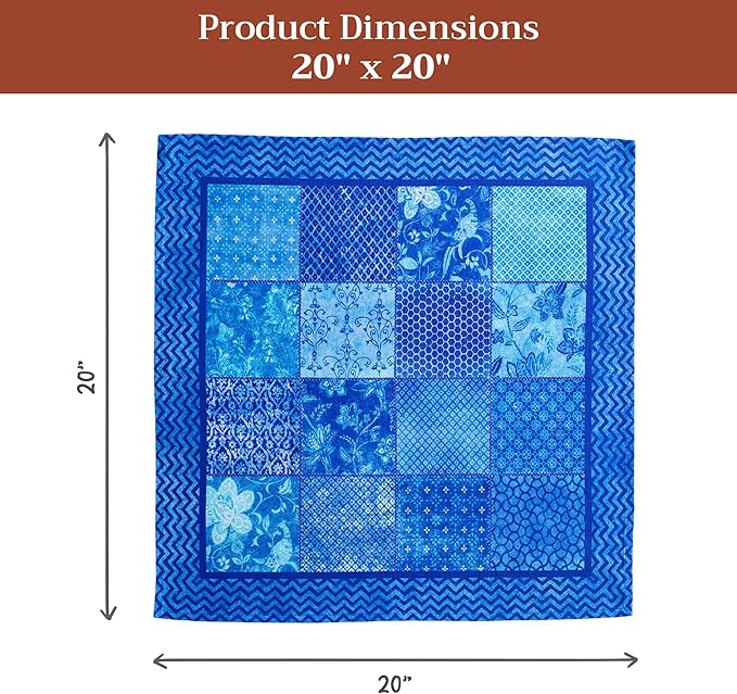 Maison d' Hermine 100% Cotton Cloth Napkins Set of 4 Everyday Reusable Square Napkins Cloth Washable Dinner Party Wedding Restaurant Hotel Kitchen Spring Summer (Indigo Love, 20" x 20")