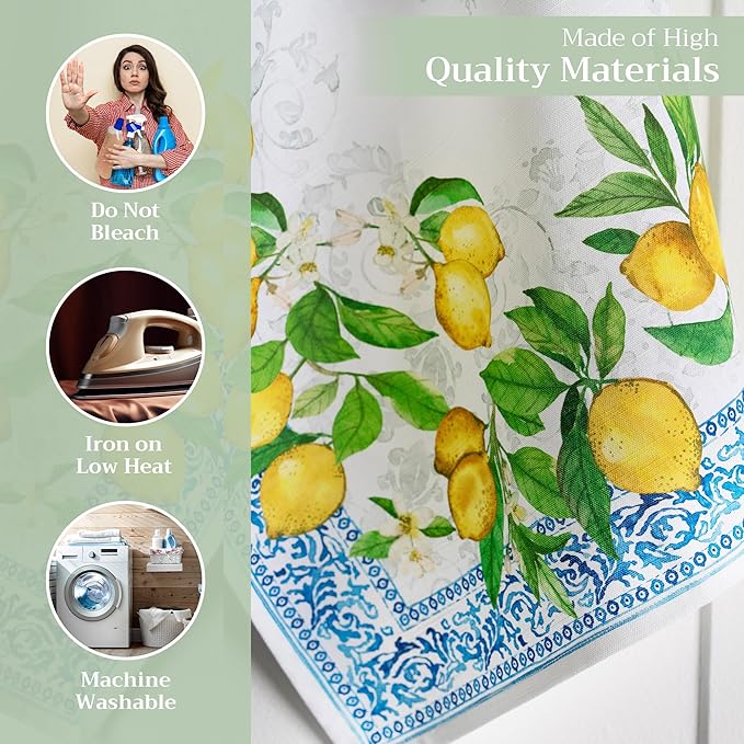 Maison d' Hermine Kitchen Towels Set of 3 100% Cotton 27.50" x 20" Reusable Cloth Tea Dish Towels Absorbent with Hanging Loop for Kitchen Farmhouse Hotel Spring Summer - Cedrat