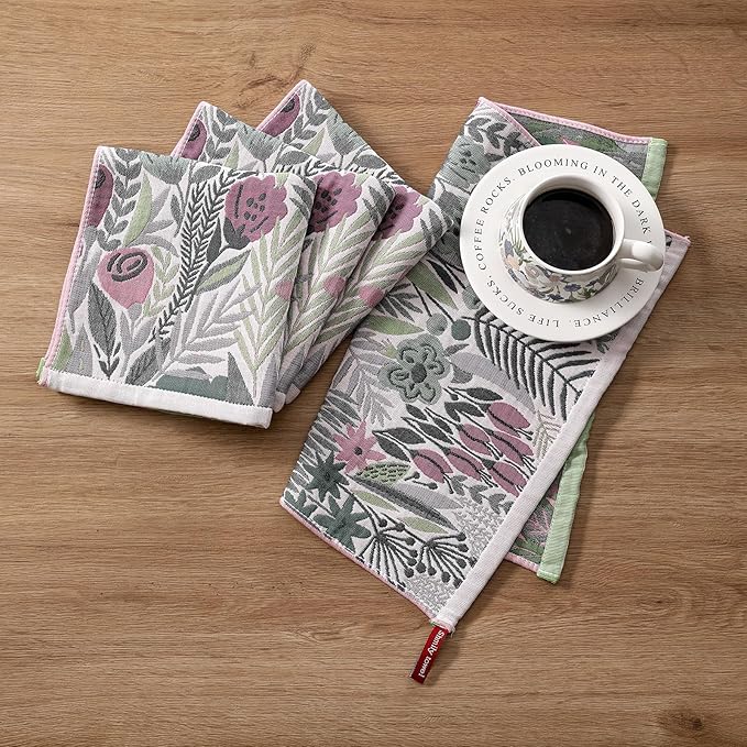 Cotton Kitchen Towels Set of 4, Quick Dry Sustainable Decorative Dish Towels for Kitchen Drying,Ultra Absorbent Reusable Cleaning Tea Towels,Pretty Hand Towels for Bathroom/Kitchen with Loop