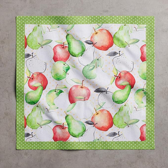 Maison d' Hermine 100% Cotton Cloth Napkins Set of 4 Everyday Reusable Square Napkins Cloth Washable Dinner Party Wedding Restaurant Hotel Kitchen Spring Summer (Apples & Pears, 18" x 18")