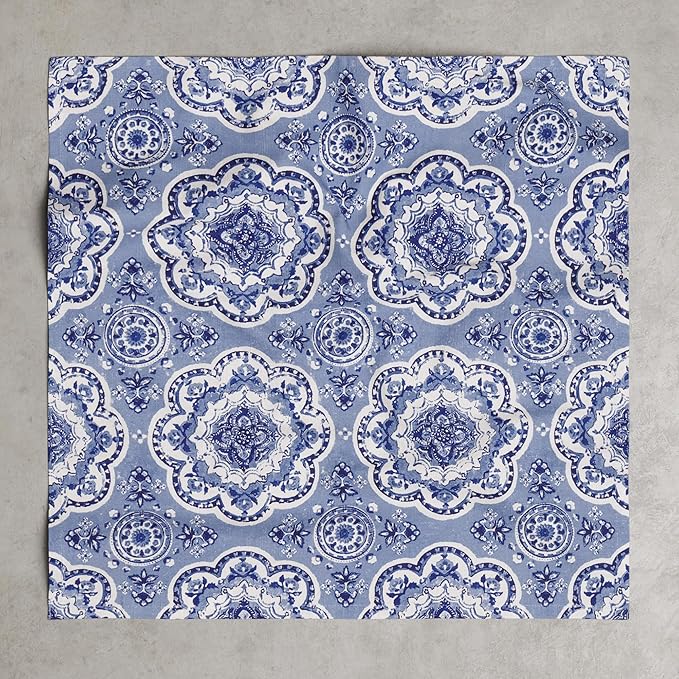 Maison d' Hermine 100% Cotton Cloth Napkins Set of 4 Everyday Reusable Square Napkins Cloth Washable Dinner Party Wedding Restaurant Hotel Kitchen Spring Summer (Melodie Bleue, 20" x 20")