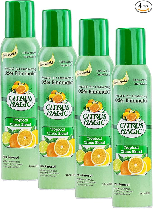 Citrus Magic Natural Odor Eliminating Air Freshener Spray, Fresh Citrus, 3-Ounce (Pack of 4)
