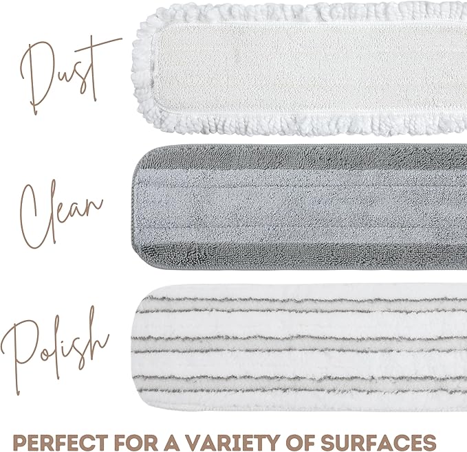 Quick Shine Ultimate Gold Clean + Polish Mop Kit, 10 Pc Set w/Interchangeable Attachments | Floor Luster Included | 2-in-1 Pro Cleaning w/ Microfiber Pads for Hardwood Floors | No Batteries Needed