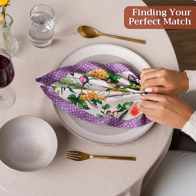 Maison d' Hermine 100% Cotton Cloth Napkins Set of 4 Everyday Reusable Square Napkins Cloth Washable Dinner Party Wedding Restaurant Hotel Kitchen Spring Summer (Cavaillon, 18" x 18")