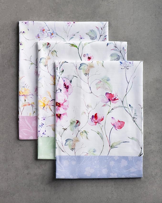 Maison d' Hermine Kitchen Towels Set of 3 100% Cotton 27.50" x 20" Reusable Cloth Tea Dish Towels Absorbent with Hanging Loop for Kitchen Farmhouse Hotel Spring Summer - Summer Floral