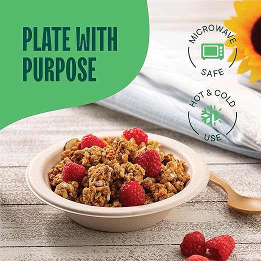 Stack Man Paper Bowls, 100% Compostable Disposable Soup Bowl [125-Pack] 12 oz. Heavy Duty, Eco-Friendly, Biodegradable Bagasse Hot Food Plates and Bowls - Natural Brown (BPI Certified) (PFAS-Free)