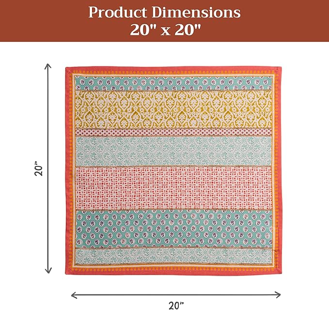 Maison d' Hermine 100% Cotton Cloth Napkins Set of 4 Everyday Reusable Square Napkins Cloth Washable Dinner Party Wedding Restaurant Hotel Kitchen Spring Summer (Provence, 20" x 20")