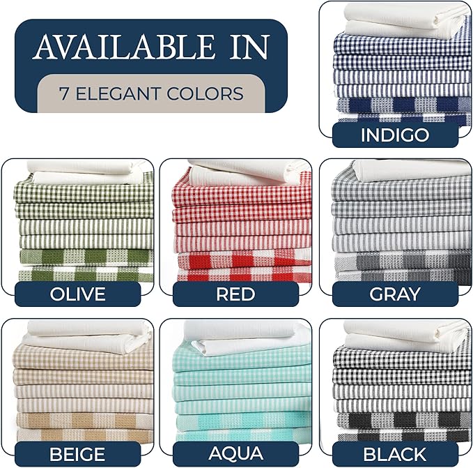 LANE LINEN Kitchen Towel and Pot Holder Sets 20 Pc - Eco Friendly Reusable Cotton Dish Towels, Soft Flour Sack Tea Towels, Absorbent Kitchen Hand Towels, Heat Resistant Oven Mitts for Cooking - Olive