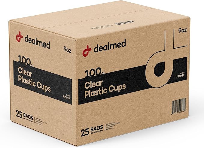 Dealmed 9 oz. Disposable Plastic Cups – 100% Recyclable Cups for Doctor's Offices, School Nurse's, Hospitals, at Home and More (Pack of 2500)