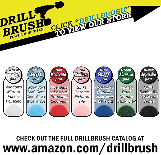 Drill Scrubber - Drill Brush Power Scrubber Pads - Bathroom - Drill Pad Attachments - Cleaning Pads - Shower Door - Baseboard - Bathroom Sink - Shower Cleaner - Flooring - Hard Water Stain Remover
