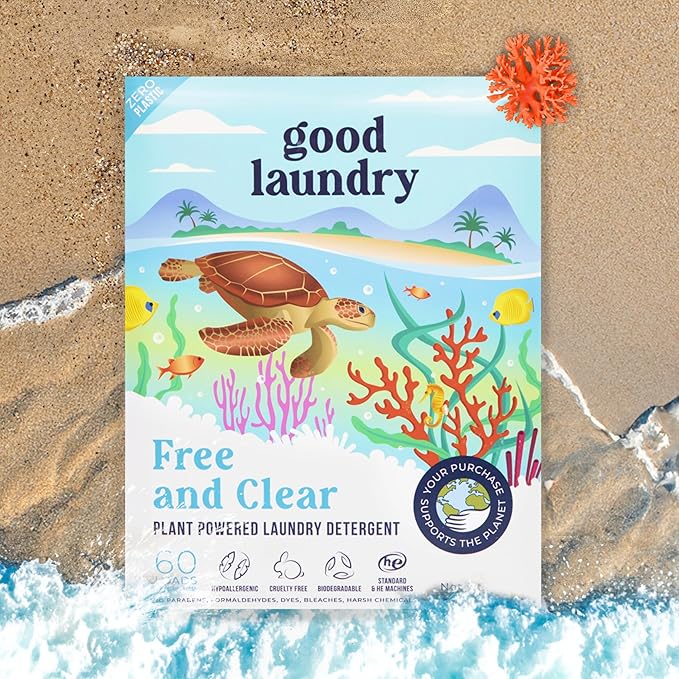 Good Laundry Detergent Sheets - Unscented (60 Loads) - Eco-Friendly Laundry Detergent Sheets, Hypoallergenic, No Plastic Jugs or Waste - Based in the USA