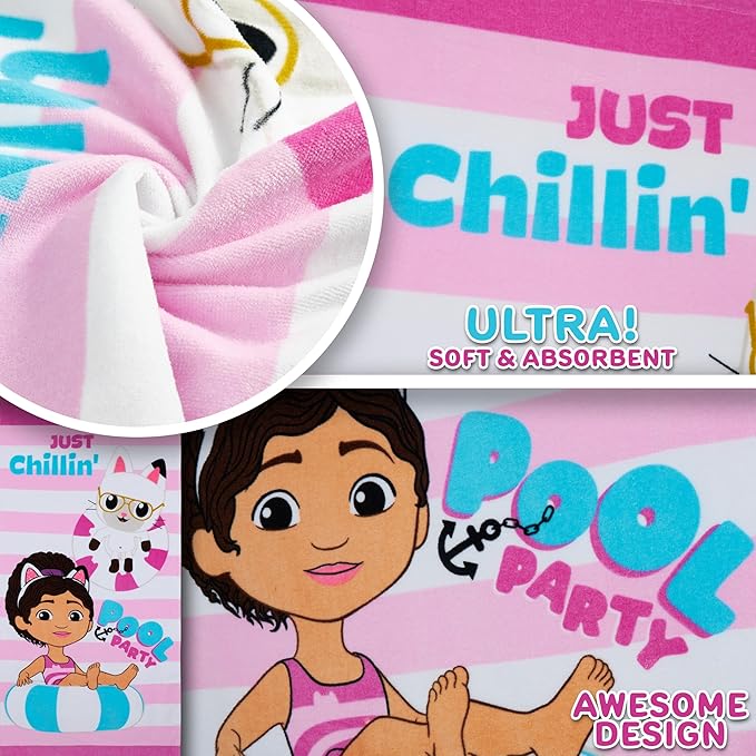Gabby's Dollhouse Beach Towel for Kids Toddlers Quick Dry Towel for Pool Beach Bath Swimming Travel Essentials 55 x 28"