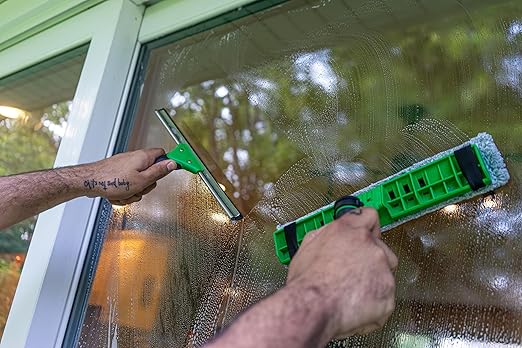 Unger Commercial VisaVersa Window Cleaning Washer and Squeegee Pro Tool 18”/45cm - 2-in-1 Design with Microfiber Pad for Window Cleaners - VV450
