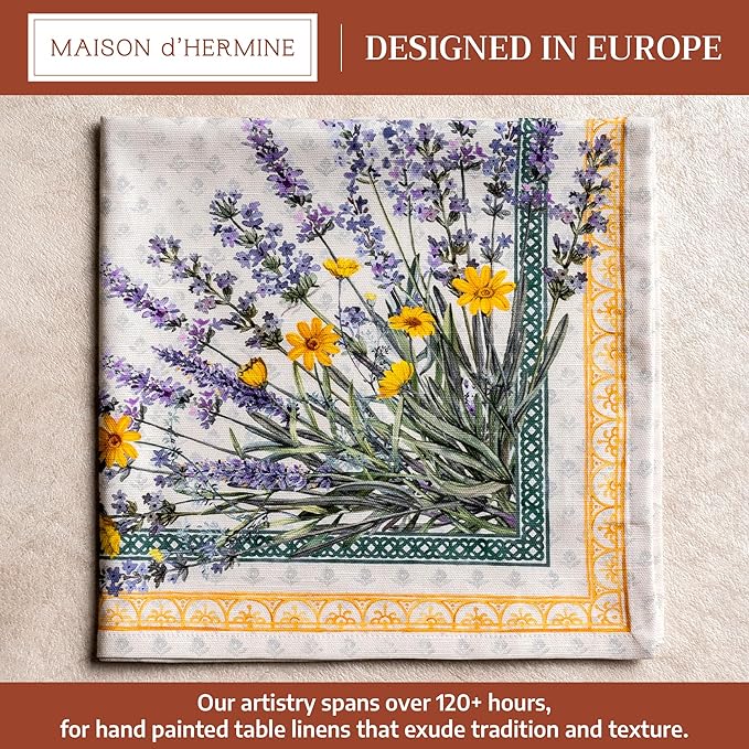 Maison d' Hermine 100% Cotton Cloth Napkins Set of 4 Everyday Reusable Square Napkins Cloth Washable Dinner Party Wedding Restaurant Hotel Kitchen Spring Summer (Fanny Lavender, 20" x 20")
