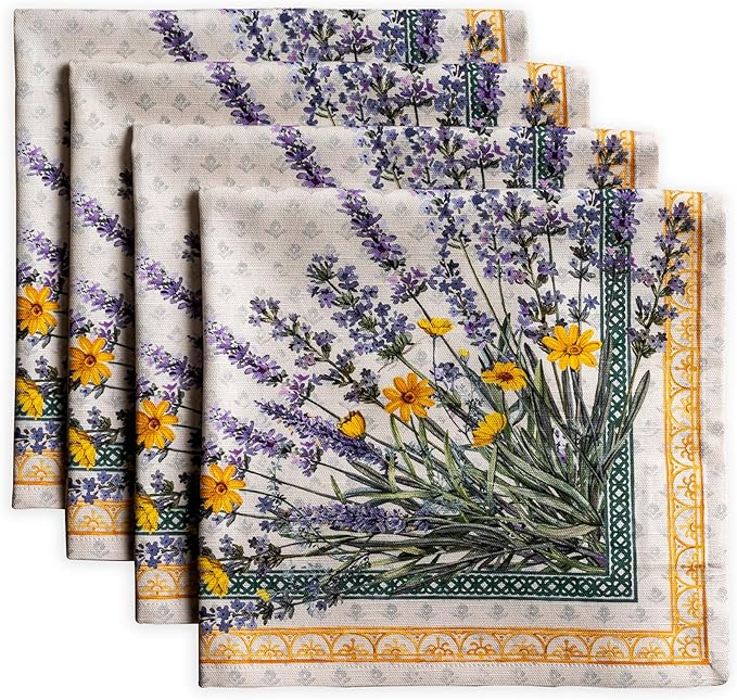 Maison d' Hermine 100% Cotton Cloth Napkins Set of 4 Everyday Reusable Square Napkins Cloth Washable Dinner Party Wedding Restaurant Hotel Kitchen Spring Summer (Fanny Lavender, 20" x 20")