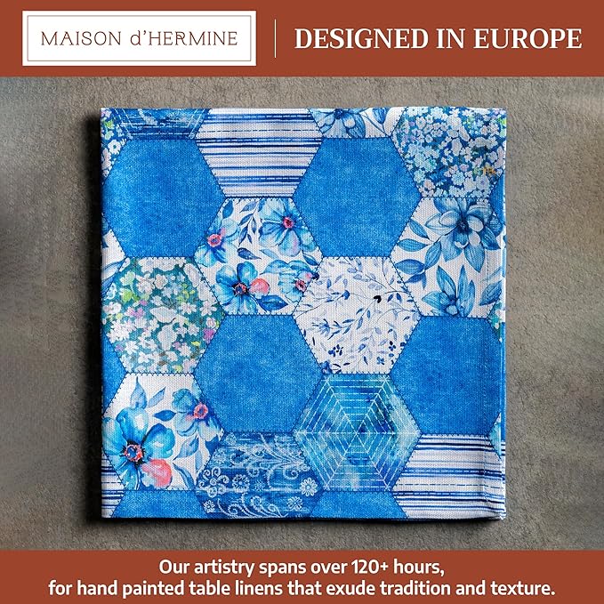 Maison d' Hermine 100% Cotton Cloth Napkins Set of 4 Everyday Reusable Square Napkins Cloth Washable Dinner Party Wedding Restaurant Hotel Kitchen Spring Summer (Summer Blues, 20" x 20")