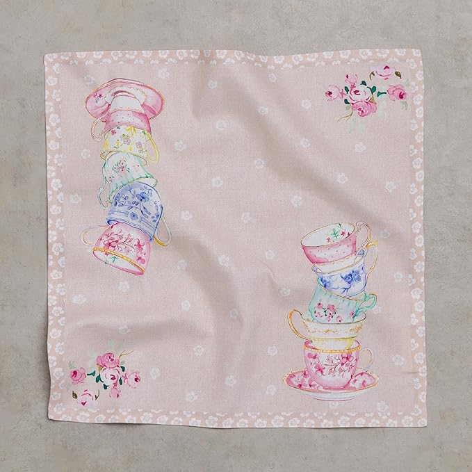 Maison d' Hermine 100% Cotton Cloth Napkins Set of 4 Everyday Reusable Square Napkins Cloth Washable Dinner Party Wedding Restaurant Hotel Kitchen Spring Summer (High Tea, 18" x 18")